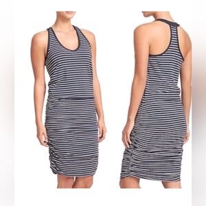 Athleta Dress Womens Stripe Tee Racerback Scoop‎ Neck Ruched Sleeveless Larger